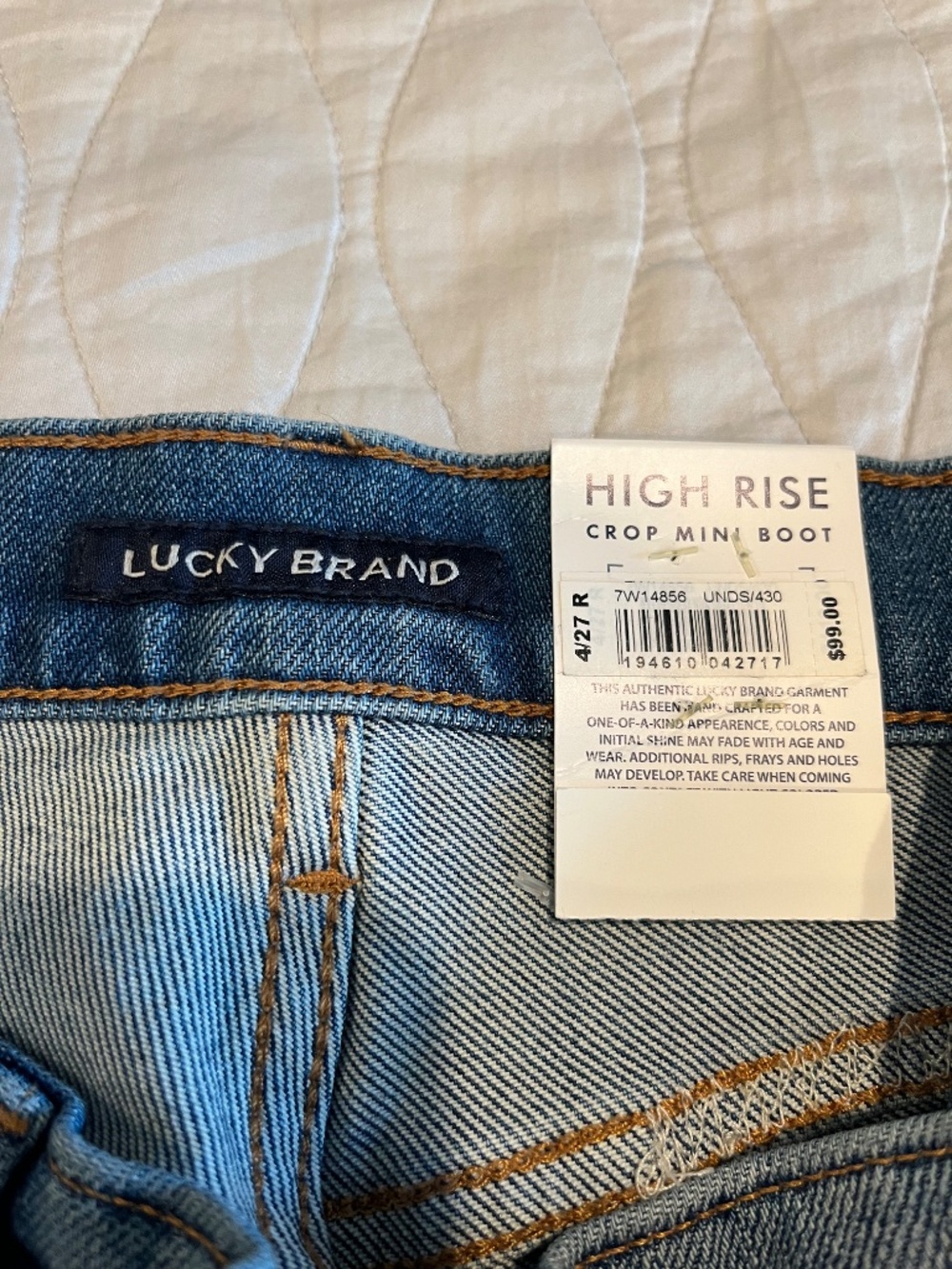 NEW Lucky Brand Bridgette High Rise Crop Mini Boot Jeans Size 4/27 - Picture 6 of 7